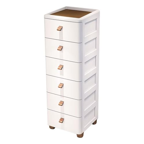 Xozilo 収納チェスト 幅30cm 3段 スリム すき間収納 引き出し 収納ケース キャスター付き 転倒防止 プラスチック クローゼット/リビング/キッチン/子供部屋向け おしゃれ 多機能 おもちゃ・衣類・衣装収納 (6段,幅30cm)