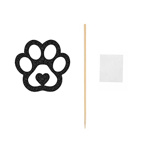 30Pcs Glitter Dog Paw Cupcake Toppers Food Picks Puppy Dog Paw Heart Shaped Cake Decoration For Puppy Shower Dog Birthday Pet Theme Party Suppliers (Black) #TOP2