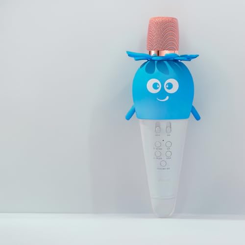 Microfono Karaoke 4D Bluetooth: Audio di Alta Qualità, Fino a 12 Ore di Musica, Modalità Vocali Multiple, Accessori Inclusi! (Blu)