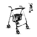 Produktbild Mobiclinic®, Rollator, Faltbar, Leicht, XXL-Sitz und -Korb, Stockhalter, Höhenverstellbar, Aus Aluminium, Europäische Marke, Druckbremsen, Dehesa, Vollgummireifen, Perlblau