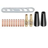 MIG - Kit de accesorios para pistola compatible con antorchas 15AK AK15 MB-15, puntas de 0.04 pulgadas, boquillas de núcleo de flujo, soporte de difusores sin gas, 15 unidades