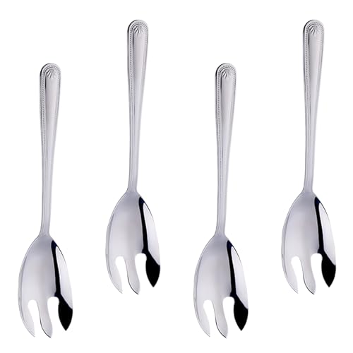 Cubiertos para Ensalada de Acero Inoxidable, Cuchara Cubiertos para Ensalada Tenedor para Carne Cuchara para Servir Acero Inoxidable, Tenedor para Ensalada Cuchara para Ramen (4 grande)