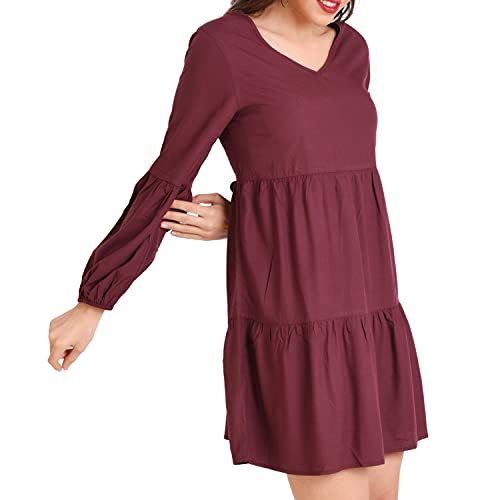 Image of Miss Lavish London Women's V Neck Tiered Summer Dress Casual Short Sleeve Swing T Shirt Mini Dresses