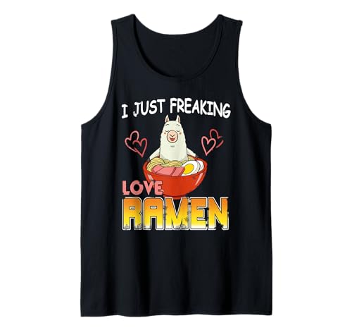 Humor de Llama Divertido Amo Deliciosos Fideos Ramen Camiseta sin Mangas