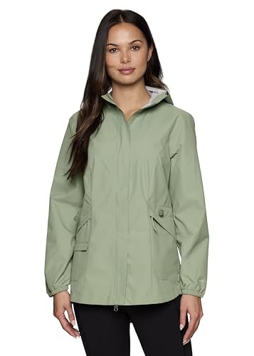 Avalanche Women's Ripstop Rain Jacket, Lightweight Quick Drying Hooded Zip Up Trench Coat with Zipper Pockets