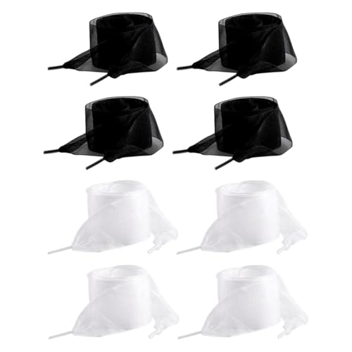Gaodercha 4-par skospetsar, moderna satinband, skosnören, mjuka spetsar, platta genomskinliga skospetsar, vita band, skospetsar, fina svarta satinskosnören för sneakers, Blandad färg, Extra breit