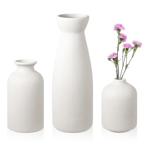 Image of 3 Pcs Ceramic Vases for Decor, Decorative Vases for Flowers, Modern White Vase for Flowers, Ornaments for Living Room Decorations, Coffee Table Decorations, Boho Decorative Home Accessories