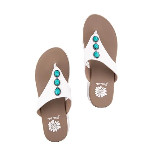 Yellow Box Women's Dazie Wedge Sandal, Round Toe, Medium-High 2.75 Inch Heel, 1.25 Inch Platform Comfortable Flip-Flop3