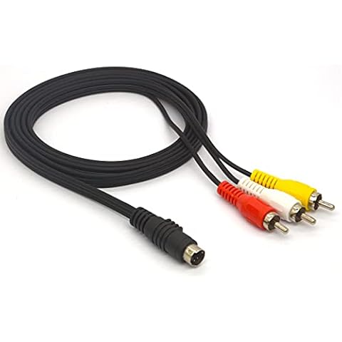 GLHONG 4 Pin S-Video Male to 3 RCA Male Cable Conversion Cord to Connect PC Laptops with 4-Pin S-Video Jacks to TV Cover