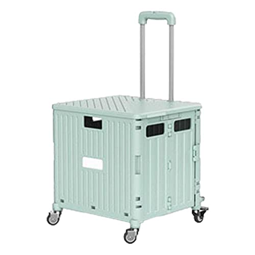 Carrito ligero – Carro de compras portátil con ruedas para almacenamiento de comestibles y almacenamiento de viaje – Caja plegable versátil con tapa