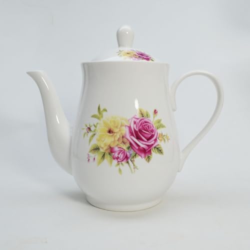Image of European Style Porcelain Teapot, Coffee Tea Water Pot Vintage Ceramic Kettle (50oz)