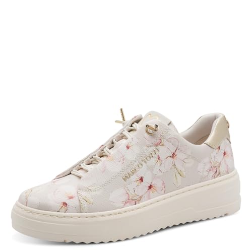 Marco Tozzi Damen Sneaker weiches Feel Me Wechselfußbett weiches Innenfutter Vegan Schnürer, beige (Cream Comb), 39 EU