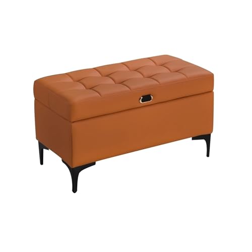 Banc de rangement ottoman en acier au carbone et velours matelassé pour une chambre élégante
