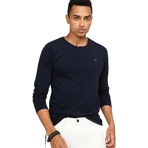 Image of Bossini Men Cotton Lycra Regular Fit Solid T Shirt