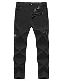 Rdruko Men's Lightweight Hiking Trousers Water Resistant Outdoor Cargo Pants Quick Dry Walking Travel Work Fishing Trousers with 6 Pockets(Black 34)