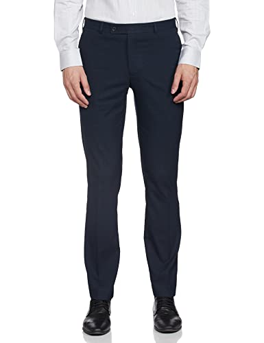 Image of Park Avenue Men's Polyester Blend Structure Pattern Smart Fit Flat Front Formal Trouser