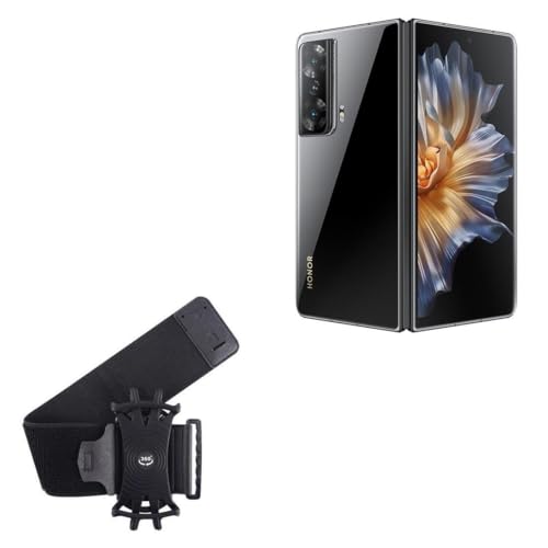 BoxWave Holster Compatible with Honor Magic V2 - ActiveStretch Sport Armband, Adjustable Armband for Workout and Running - Jet Black