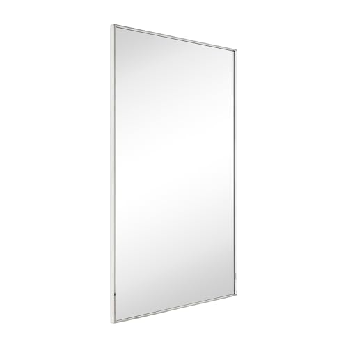 Image of TEHOME Chrome Bathroom Vanity Mirror with Squared Corners, 24x36'' Silver Rectangle Stainless Steel Metal Framed Mirror for Bathroom