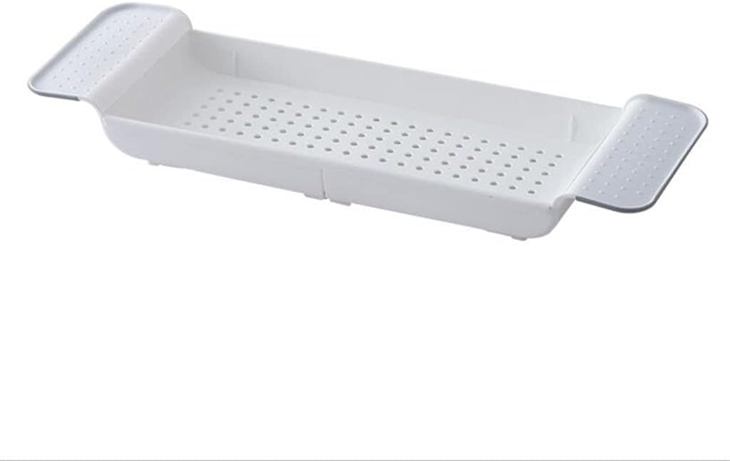 Household Extendable Bathroom Shelf Shower Tray Shower Room Bathtub Rack Towel Wine Bookshelf Storage Organization Accessories(OneColor)