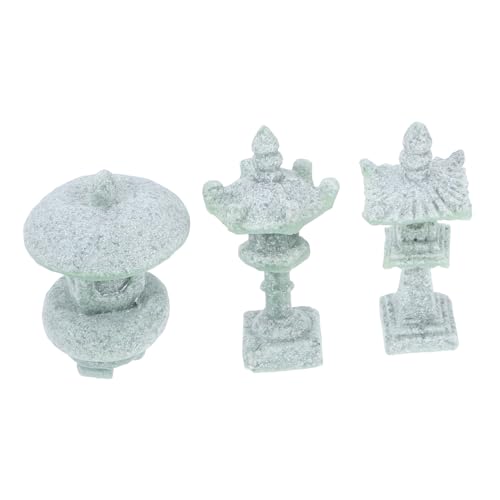GAROZATION 3piezas Linterna De Piedra Estilo Japonés Decoración para Acuario y Bonsái Micropaisaje De Farol De Arenisca para Jardín y Terrario