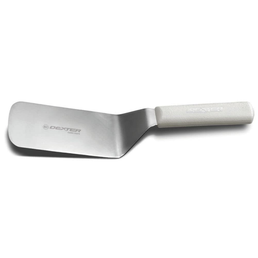 Dexter Russell S286-6RC Sani-Safe (16383) Hamburger Turner, 6" x 3", Round cornered, Solid, Stiff, Offset, Stainless Steel Blade, Textured, Polypropylene White Handle, NSF Certified‌​‌‌‍​‌​​‌​‍​