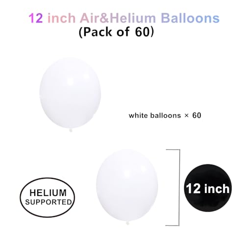 Image of 12 inch White Latex Balloons, 60 pcs Thick Balloons for Party Decorations (12inch White)