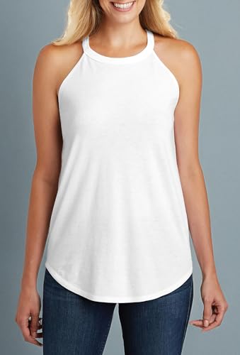 Image of Summer Tops High Neck Halter Tops for Women - Lightweight Stretchy Loose Fit Tank Top Women - Casual Dressy Sleeveless Blouse