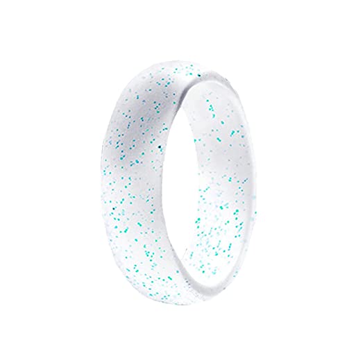 CQHUI 5.7mm Silikonringe für Frauen Hochzeit Gummibänder Hypoallergens Flexibler Silikon-Fingerring (Main Stone Color : Clean Flash Blue, Ring Size : 10) Cover