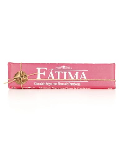 Tableta de Chocolate Negro con Frambuesas 'Fátima' - 300 g - Chocolate Sin Gluten - Tableta de Chocolate, Frambuesas y Azúcar - Textura Suave y Cremosa - Producto Gourmet de Origen Portugués