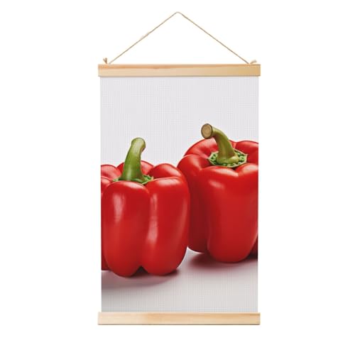 Poster poivrons rouges grand format avec cadre en bois pour rafraîchir un mur