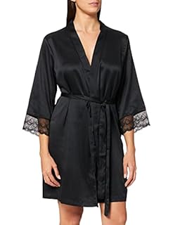 Amazon-Marke: Iris & Lilly Damen Bademantel Amz19fwr03, Schwarz Black, M, Label: M