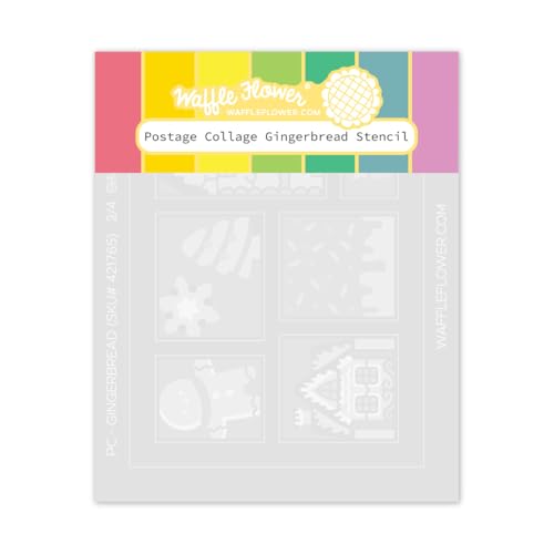 Waffle Flower Postage Collage Gingerbread Stencil