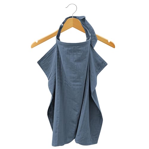 Image of MOZAH 100% Organic Cotton Muslin Nursing Cover for Baby Breastfeeding, Breathable 100% Cotton Breastfeeding Cover with Rigid Hoop for Mother Nursing Apron, Multi-use Carseat Canopy (Blue Mirage)