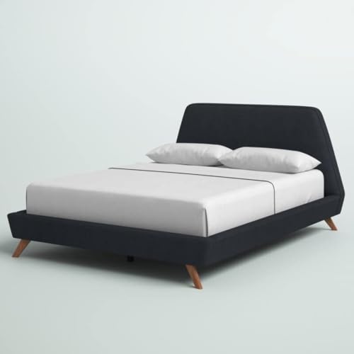Image of Upholstered Beds | Bed Queen Size | Bed for Bedroom, Living Room | Wooden Bed Queen Size | Bed Without Storage | Mattress not Included | Fabric Color:- Dark Grey