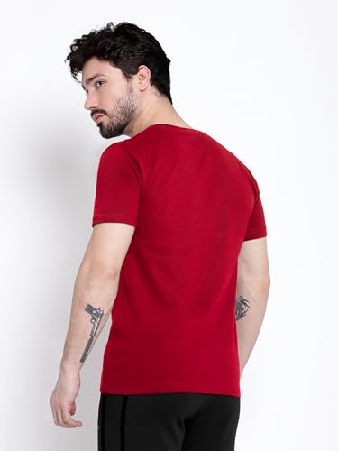 Image of BEYOUNG Cotton Regular Fit Plain T-Shirt for Men | Flexible Round Neck | Casual T-Shirt | Solid T-Shirt | Half-Sleeves | Stylish T-Shirt