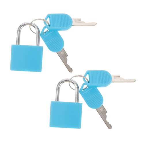 HOLIDYOYO 2 Piezas Candado Pequeño de Latón con Llave para Diario Taquilla y Equipaje Resistente y Portátil Carcasa Plástica Azul