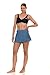 Reebok Womens Swim Skirt with Shorts Liner, Swim Skorts for Women Swimwear, Sporty Athletic Bathing Suit Skirt Bottoms Slate Blue