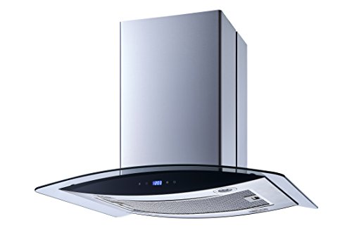 Winflo 30 In. Convertible Stainless Steel Glass Island Range Hood with Mesh Filter and Touch Sensor Control - Thumbnail 2