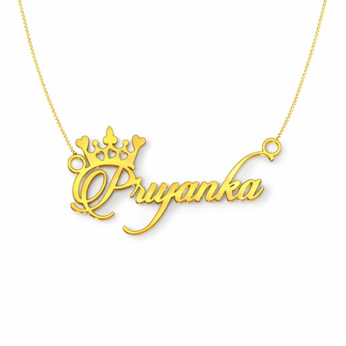 Image of Priyanka Cursive Gold & Silver Name Pendant Necklace, Best Jewelry Gift for Girls.