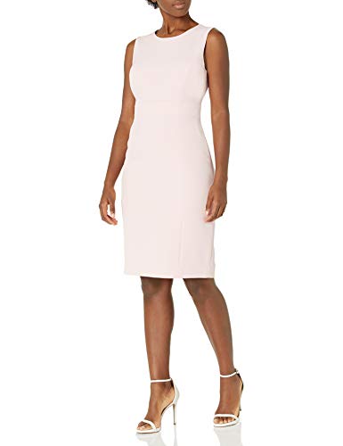 Kasper Women's Plus Size Sleeveless Stretch Crepe Sheath Dress with Waistband Detail, Tutu Pink, 22W