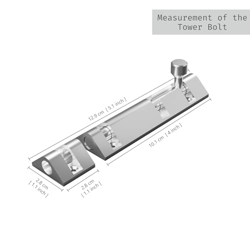 Image of Atlantic Triangle Tower Bolt 4 inch, Tower Bolt for Main Door and Bathroom, Door Latch for Bedroom, Tower Bolt for Home, Offices, Doors, Windows, Easy to Fit, S.S. Finish, (Pack of 4 Pcs)