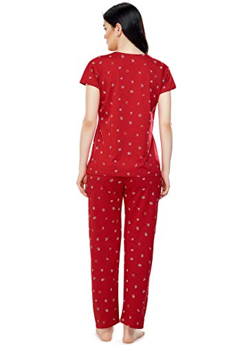 Image of ZEYO Women's Cotton Cactus Printed Night Suit Set of Top & Pajama Set 5293 (Available in Plus Size)