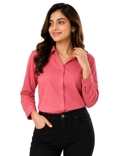 Image of FUNDAY FASHION Women Solid Regular Fit V Collered Casual Shirt