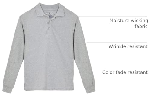 Image of Studio 3 Boy's - 4-Pack School Uniform Short and Long Sleeve Pique Polo Shirts