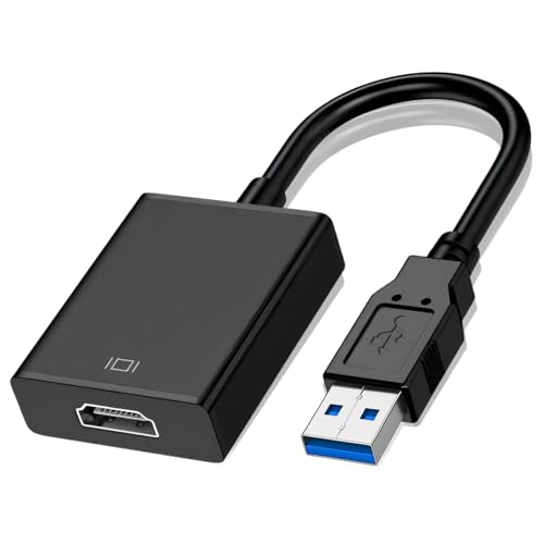 Ridwiwa - Adaptador USB a HDMI 1080P, convertidor de vídeo USB 3.0/2.0 de alta definición, cable USB HDMI para monitor, TV, proyector, tarjeta gráfica externa compatible con Windows 11/10/8/7, Mac