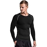 [Nesseo] スポーツインナー メンズ 長袖 コンプレッションウェア 冷感インナー 加圧シャツ アンダーシャツ コンプレッショントップス パワーストレッチ スポーツ 吸汗速乾+UVカット 323blk-L