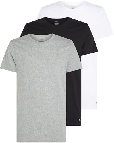 Calvin Klein Herren 3er Pack T-Shirts Kurzarm aus Baumwolle, Mehrfarbig (Black, White, Grey Heather), M