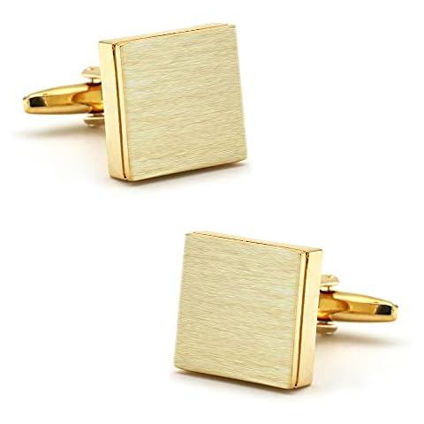 yafuren Metal Wire-drawing Cuff Links For Men Square Design Quality Brass Material Gunblack Color Cufflinks cuff links,wedding cufflinks (Metal color : Golden) Cover