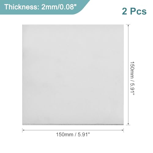 Image of uxcell 2Pcs GR2 Titanium Plate Sheet, 150x150x2mm Titanium Alloy Metal Sheet for Industrial Machinery Metalworking (6 inchx6 inchx0.08 inch)