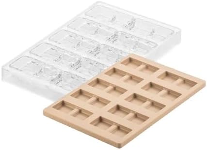 Silikomart Kit Blocco-B - Molde transparente para chocolate con 10 cavidades de barra de aperitivos de 1.496 in x 2.953 in x 0.630 in de alto,